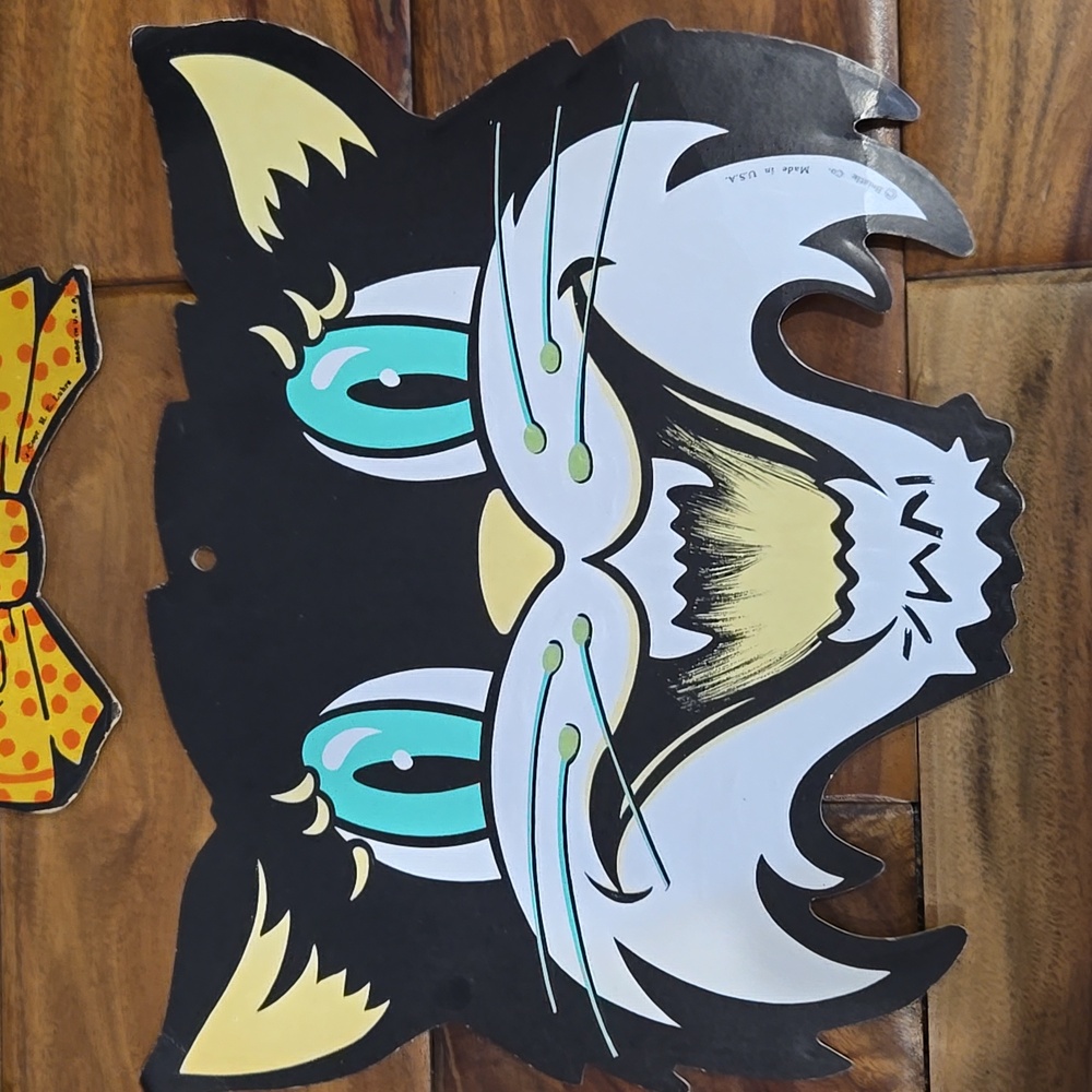 Vintage H.E. Luhrs Die-Cut USA Cardboard Halloween Decor Cat  Witch‎ Pumpkin - Picture 14 of 16